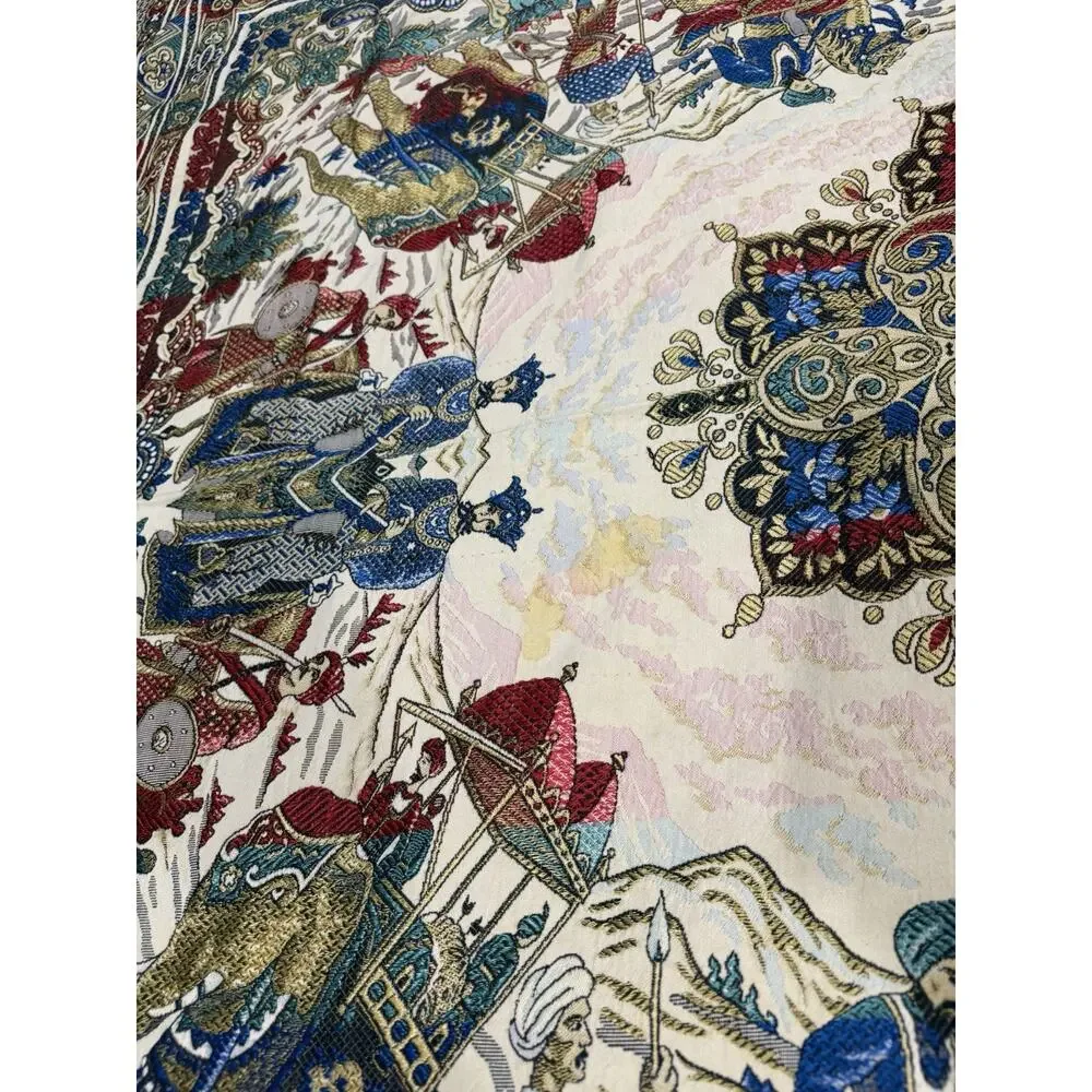 Vintage Middle Eastern Handwoven Embroidery Tapestry Bedspread Paisley Royalty
